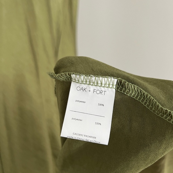 OAK + FORT Cowl Neck Satin Midi Dress in Olive Green - Picture 12 of 12